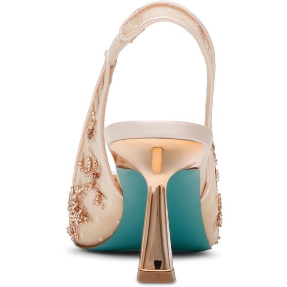 Betsey Johnson Womens Blush Textile Closed Pointed Toe Slingback Nikki Pump - Picture 3 of 7